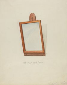 Shaker Looking Glass and Rack, 1935/1942. Creator: Victor F. Muollo