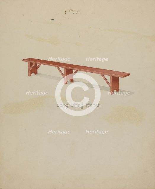 Shaker Long House Bench, 1935/1942. Creator: Lawrence Foster.