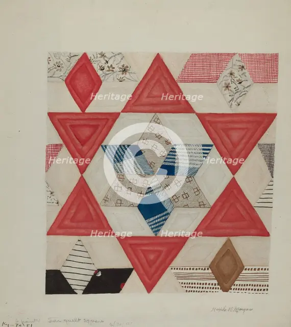 Shaker Quilt Pattern, 1941. Creator: Ralph N. Morgan.