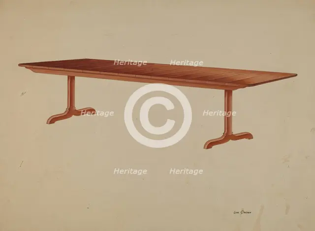 Shaker Refectory Table, c. 1939. Creator: Lon Cronk.