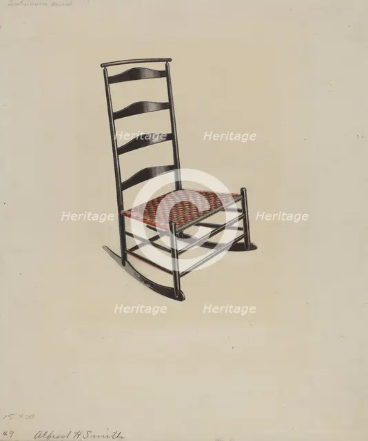 Shaker Rocking Chair, c. 1936. Creator: Alfred H. Smith.