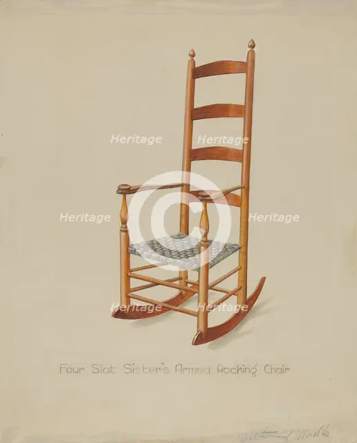 Shaker Rocking Chair, c. 1936. Creator: Victor F. Muollo.