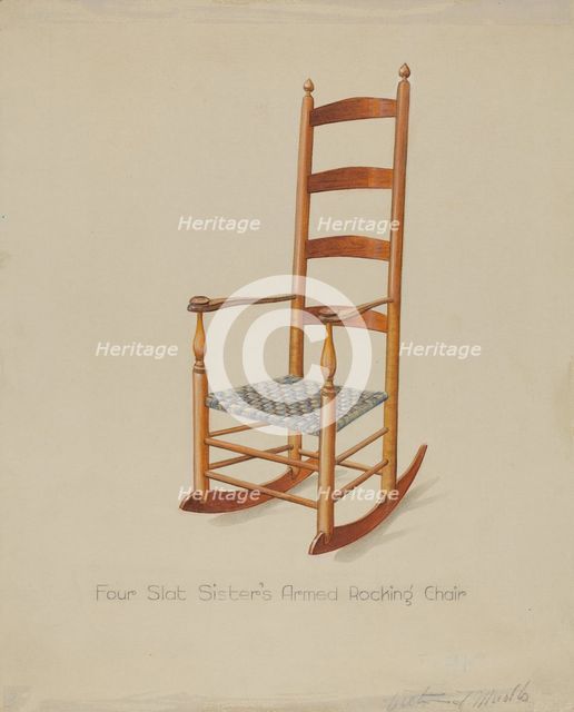Shaker Rocking Chair, c. 1936. Creator: Victor F. Muollo.