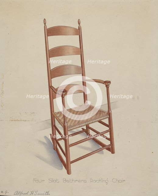 Shaker Rocking Chair, c. 1937. Creator: Alfred H. Smith.