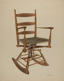 Shaker Rocking Chair, c. 1939. Creator: Orville Cline