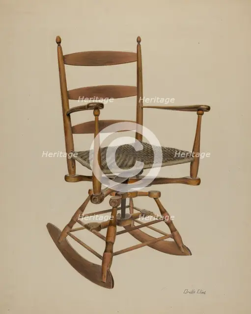 Shaker Rocking Chair, c. 1939. Creator: Orville Cline.