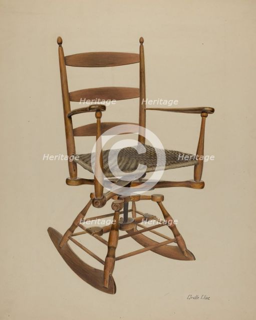 Shaker Rocking Chair, c. 1939. Creator: Orville Cline.