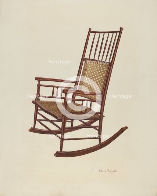 Shaker Rocking Chair, c. 1940. Creator: Adele Brooks.