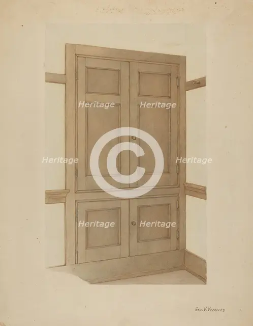 Shaker Room Cupboard, c. 1938. Creator: George V. Vezolles.