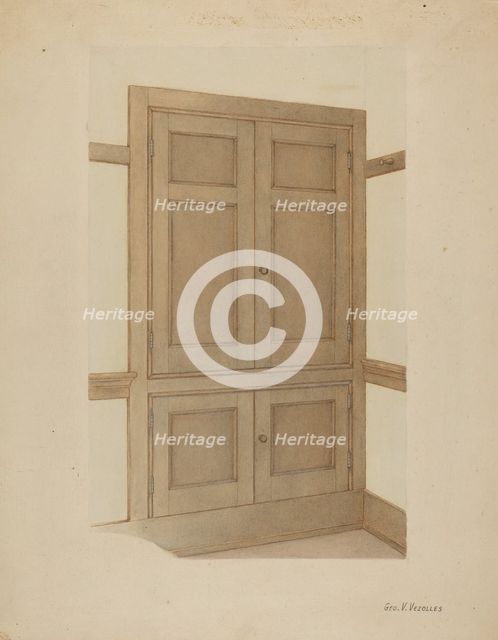Shaker Room Cupboard, c. 1938. Creator: George V. Vezolles.