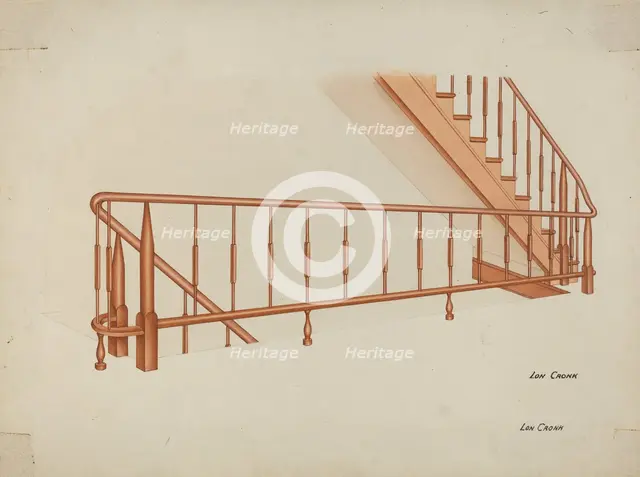 Shaker Stairway, c. 1941. Creator: Lon Cronk.