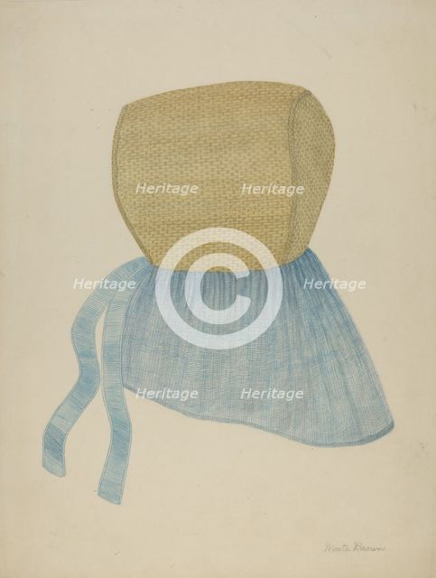 Shaker Straw Bonnet, c. 1937. Creator: Mona Brown.