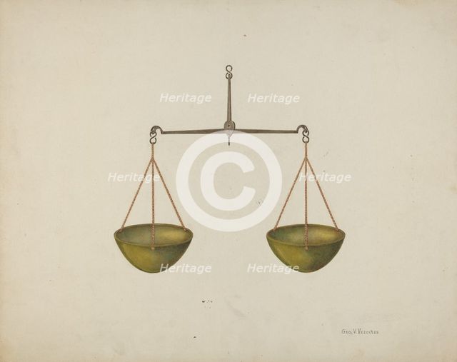 Shaker Scales, c. 1939. Creator: George V. Vezolles.