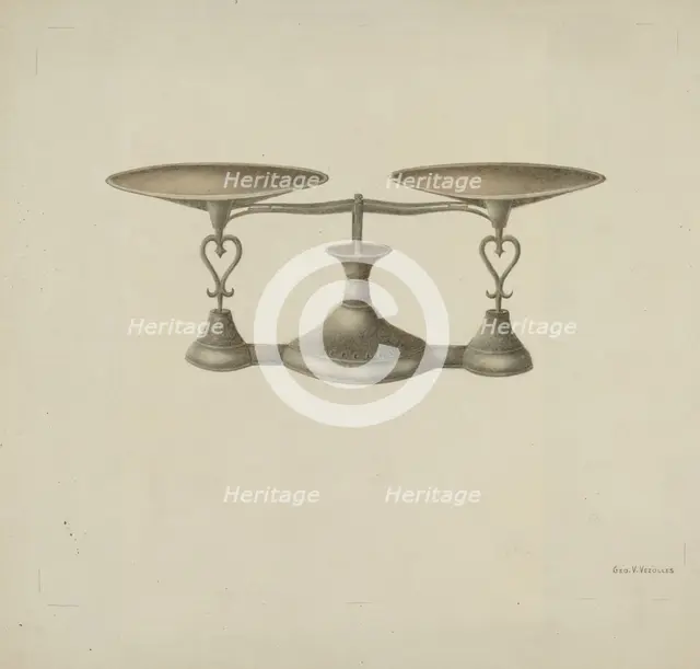 Shaker Scales, c. 1941. Creator: George V. Vezolles.