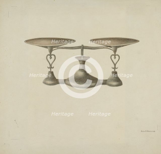 Shaker Scales, c. 1941. Creator: George V. Vezolles.