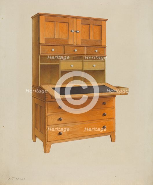 Shaker Secretary Desk, c. 1937. Creator: John W Kelleher.