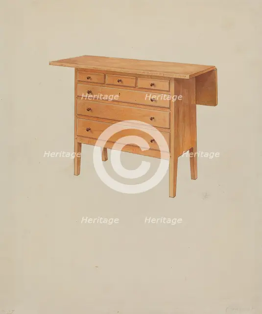 Shaker Sewing Table, 1935/1942. Creator: Irving I. Smith.