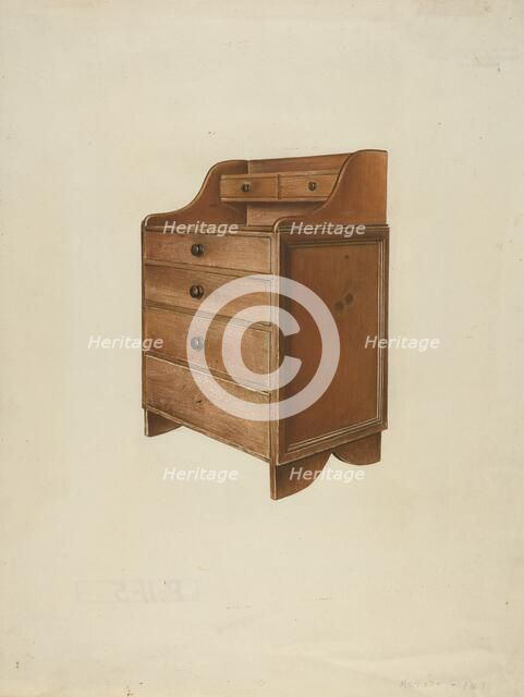 Shaker Sewing Desk, 1935/1942. Creator: John Davis.