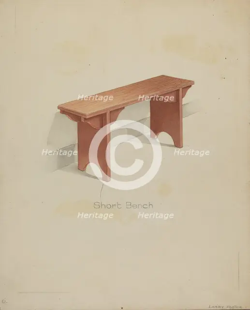 Shaker Short Bench, 1935/1942. Creator: Lawrence Foster.
