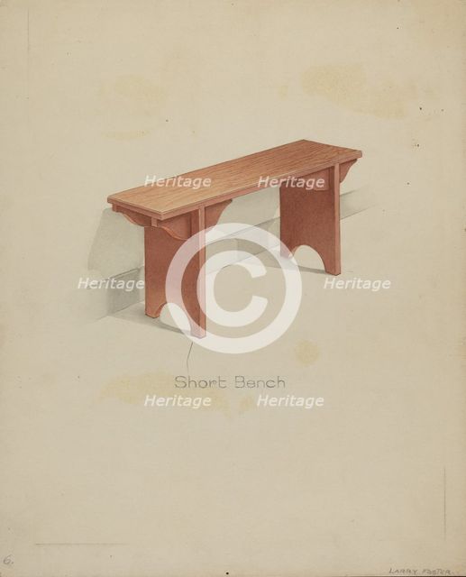 Shaker Short Bench, 1935/1942. Creator: Lawrence Foster.