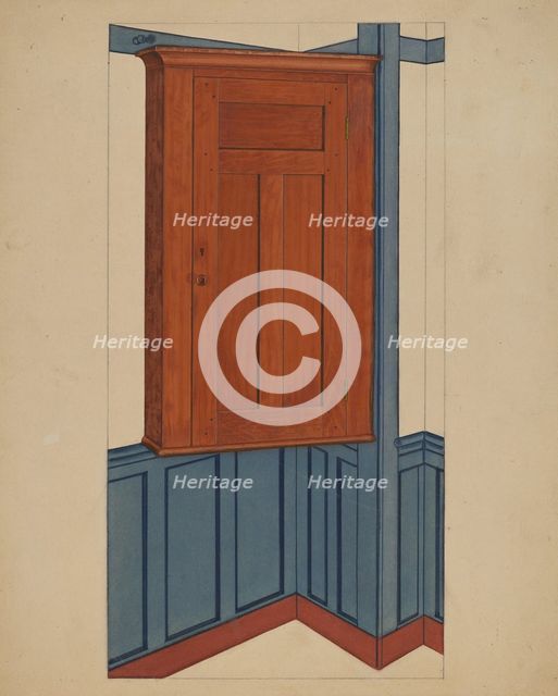 Shaker Small Corner Cupboard, c. 1937. Creator: Lon Cronk.