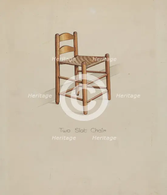 Shaker Two Slat Chair, c. 1936. Creator: Irving I. Smith.