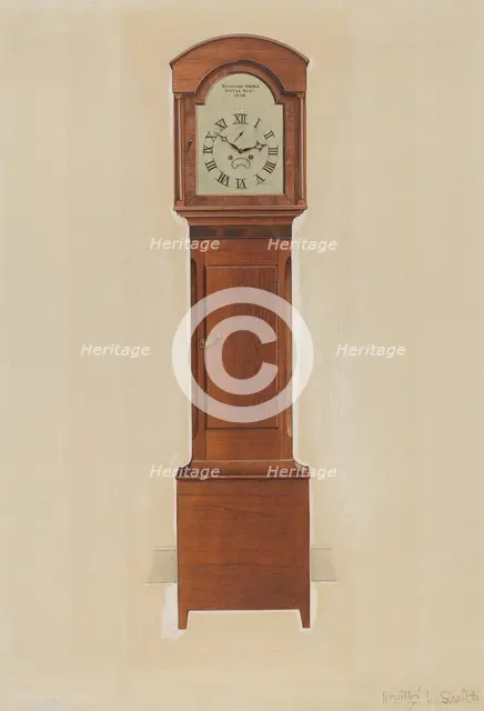 Shaker Tall Clock, c. 1937. Creator: Irving I. Smith.