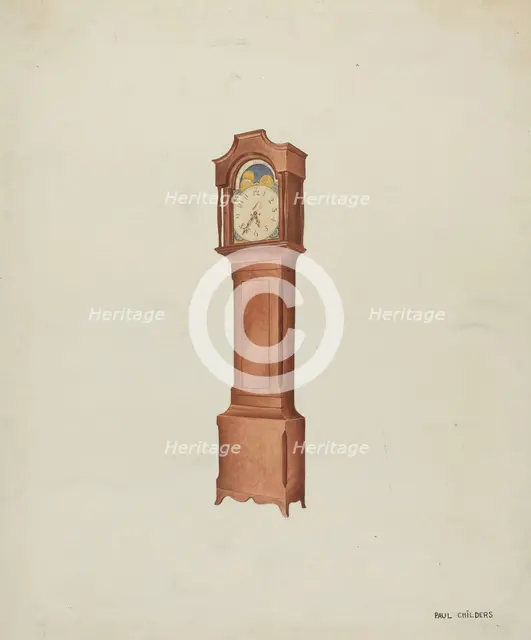 Shaker Tall Clock, c. 1937. Creator: William Paul Childers.