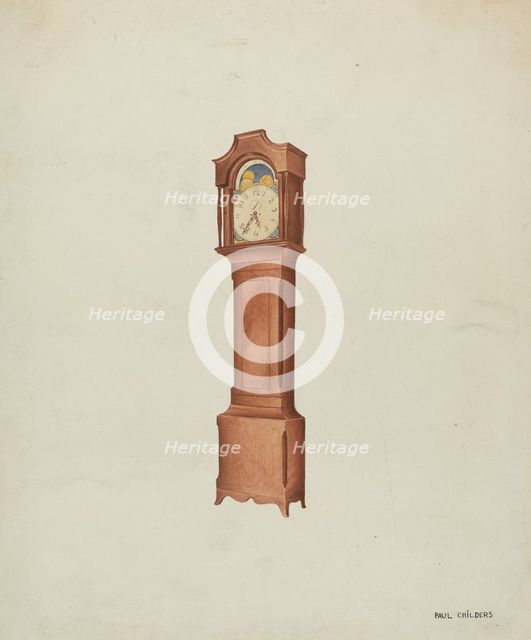 Shaker Tall Clock, c. 1937. Creator: William Paul Childers.