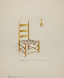 Shaker Three Slat Chair, 1935/1942. Creator: Alfred H. Smith