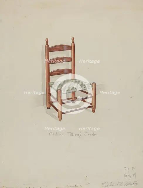 Shaker Three Slat Titlting Chair, c. 1936. Creator: Victor F. Muollo.