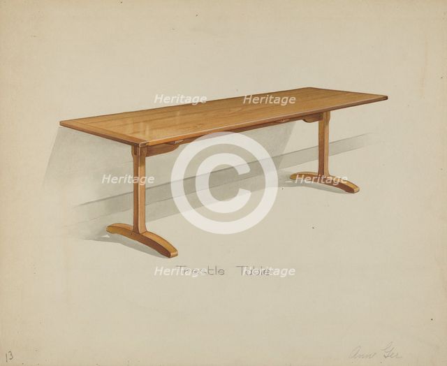 Shaker Trestle Dining Table, 1935/1942. Creator: Anne Ger.