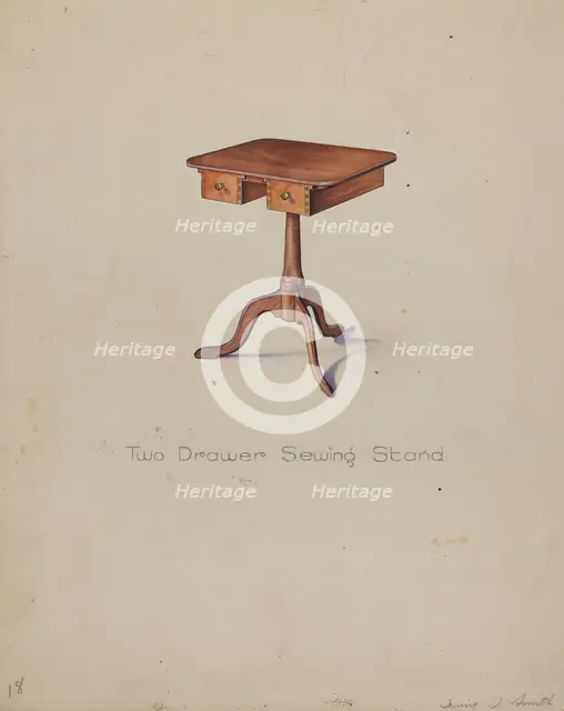 Shaker Tripod Sewing Stand, 1935/1942. Creator: Irving I. Smith.