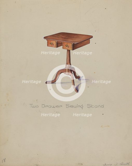 Shaker Tripod Sewing Stand, 1935/1942. Creator: Irving I. Smith.