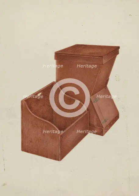 Shaker Wood Box and Kindling Box, c. 1937. Creator: George V. Vezolles.
