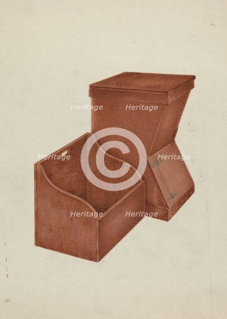 Shaker Wood Box and Kindling Box, c. 1937. Creator: George V. Vezolles.