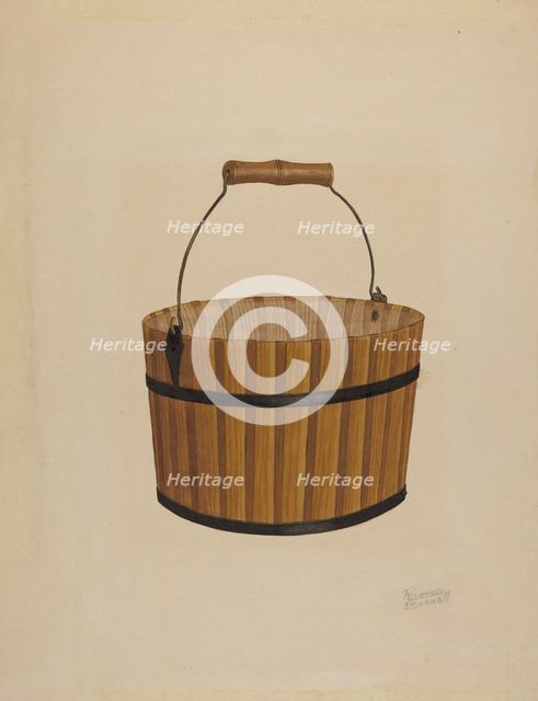 Shaker Wooden Bucket, 1935/1942. Creator: Eugene Barrell.