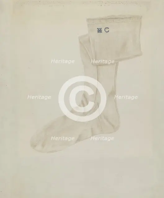 Shaker Woman's Stocking, c. 1936. Creator: Betty Fuerst.