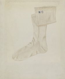 Shaker Woman's Stocking, c. 1936. Creator: Betty Fuerst