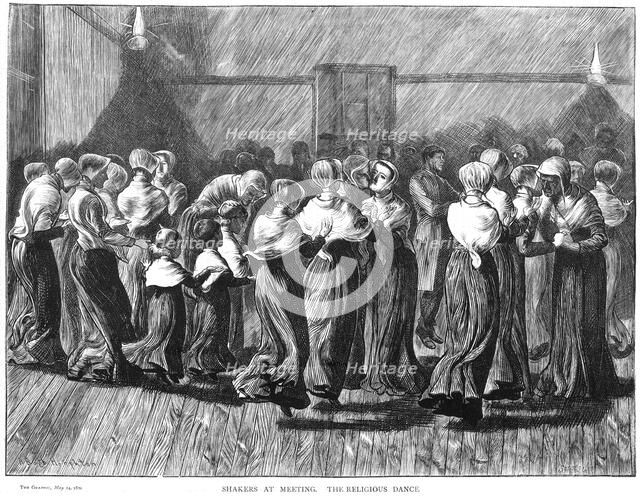 Shakers dancing at a meeting, Lebanon Springs, New York, USA, 1870. Artist: Unknown