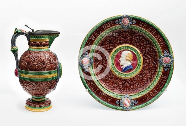 Shakespeare Ewer and Basin, England, Ewer: 1873, Basin: 1871. Creator: Minton.