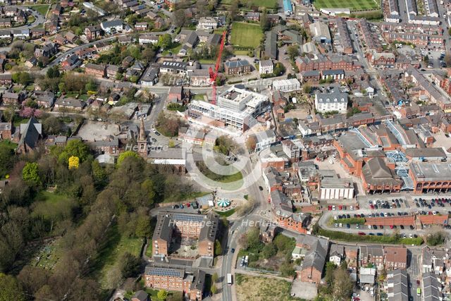 Shakespeare North Playhouse under construction and Prescot High Street Heritage Action Zone, 2021. Creator: Damian Grady.