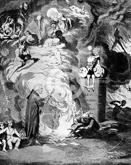 'Shakespeare sacrificed, or the offering to avarice', 1789.Artist: James Gillray