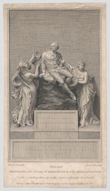 Shakespeare Seated Between the Dramatic Muse and the Genius of Painting, 1797. Creator: James Stow