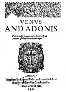 Shakespeare's First Published Work - 1st Edition of Venus and Adonis 1593, (1946)