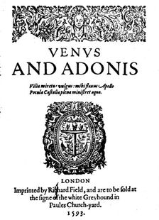 Shakespeare's First Published Work - 1st Edition of Venus and Adonis 1593, (1946)