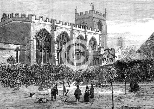 Shakspeare's Garden and the Old Guild Chapel, Stratford-on-Avon, 1862. Creator: Unknown.