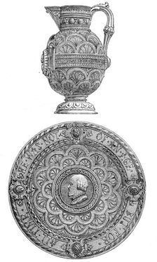 Shakspeare salver and jug, 1864. Creator: Unknown