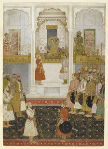 Shah Jahan in durbar, holding a ruby in his right hand, c1650. Creator: Unknown