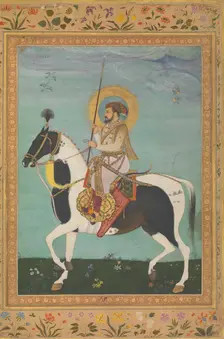 Shah Jahan on Horseback, Folio from the Shah Jahan Album, verso: ca. 1630; recto: ca. 1530-50. Creator: Payag